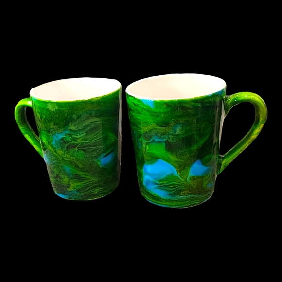 (2)Green & Blue/ Coffee Mugs - Picture 3 of 3